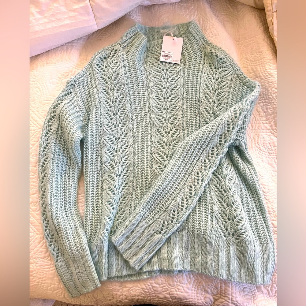 NWT Lauren Conrad Teal eyelet sweater size Small